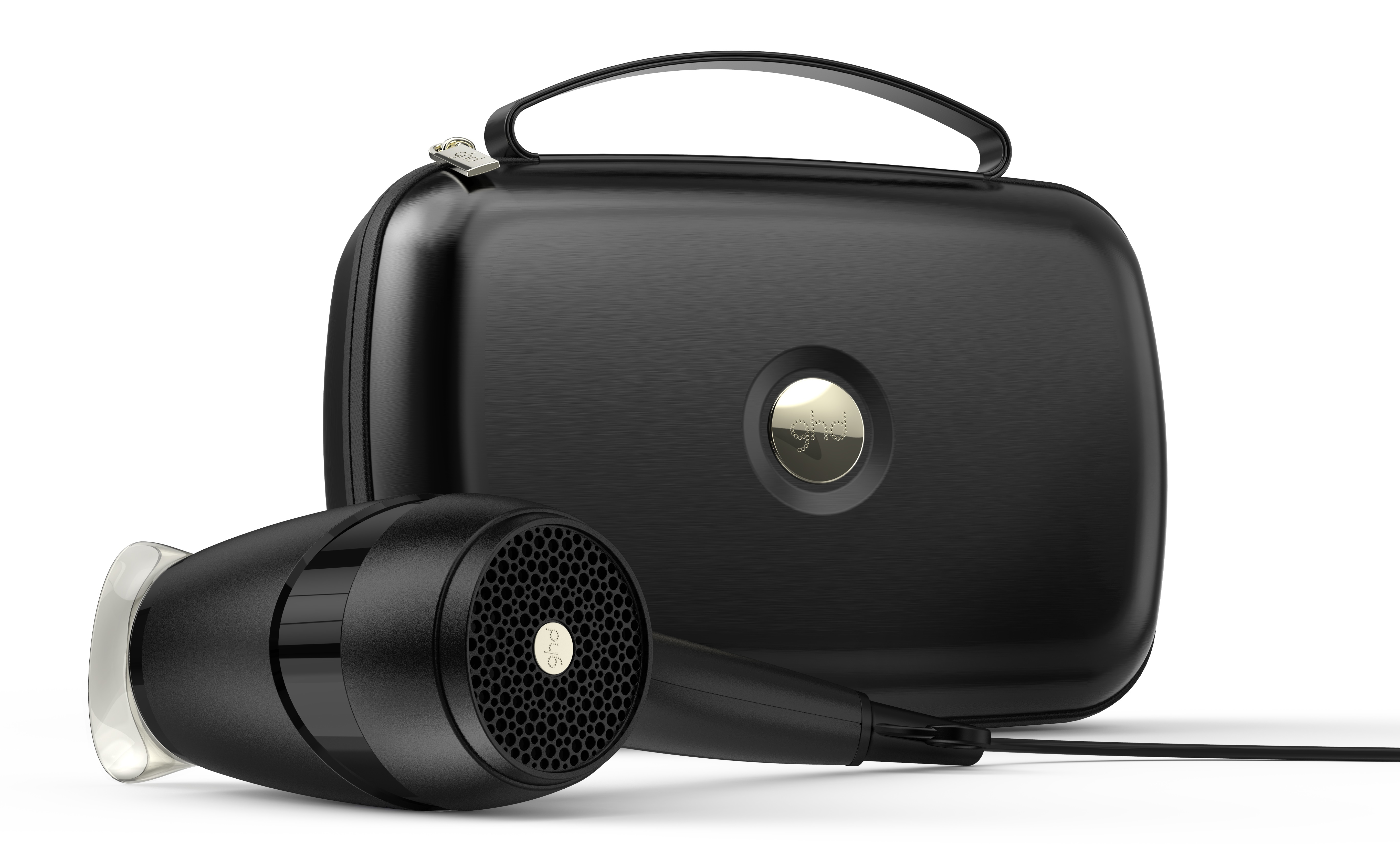 The limited edition ghd flight® saharan gold travel hairdryer with travel case.